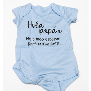 BIBIBLISSBABY Hola Papá Baby Announcement Onesie,Funny Spanish Pregnancy Announcement Infant Bodysuit for Grandparents to be,Baby Coming Soon Shower Reveal Idea Gift (Baby Blue), XS