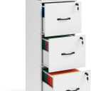 VASAGLE 3-Drawer Vertical File Cabinet, Filing Cabinet for Home Office, Printer Stand, with 3 Lockable Drawers, Adjustable Hanging Rail, for A4 and Letter-Size Files, Cloud White UOFC055W14