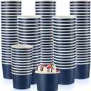 Didaey 100 Pcs Paper Ice Cream Bowls Disposable Dessert Cups Yogurt Sundae Containers Disposable Yogurt Dessert Bowls for Food, Party Supply, Soup, Ice Cream, Blue(8 oz)