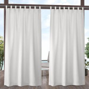 Exclusive Home Cabana Solid Indoor/Outdoor Light Filtering Hook-and-Loop Tab Top Curtain Panel Pair, 54"x84", Vanilla
