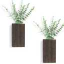 Dahey 2 Pack Wood Wall Planter Vase with Artificial Eucalyptus Farmhouse Wall Hanging Decor Pocket Planter for Indoor Fake Plants Greenery, Living Room Bedroom Kitchen Home Office Decoration
