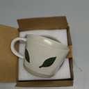 Leaf Mug, 11 oz Ceramic Coffee Cup for Tea Latte Cappuccino, Cute Unique Stoneware Teacup with Handle (Set of 4, Green Blue Yellow and Brown)