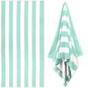 HENBAY Large Oversized Beach Towel - 35 x 70 Inch Microfiber Pool Towel, Aqua Striped Quick Dry Cabana Swim Towel