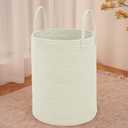 JMvicyroam Large Woven Laundry Basket Hamper,60L Cotton Rope Storage Bin for Blankets,Toys and Clothes,Decorative Tall Nursery Hamper for Living Room,Baby Nursery,Bathroom and Bedroom,White