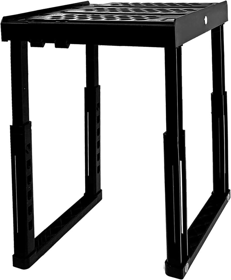 Piffny Locker Organizer Shelf Adjustable Width and Height, Stackable, Ideal Locker Shelf for School, Office, Gym Lockers, or Even Kitchen Cabinets & Under Sink Organization (Black)