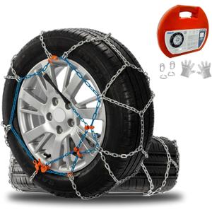 Snow Chains for Cars, SUVs & Pickup Trucks  Quick Fit, Easy Installation, Reusable Universal Tire Chains for Winter Emergency Traction (Set of 2)