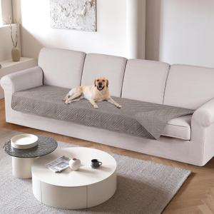 TAOCOCO 100% Waterproof Couch Cushion Cover Reversible Sofa Seat Cover for Dogs Pets Chaise Couch Cover for Sectional Sofa U Shape Couch Furniture Protector Sofa Slipcover(Oversized Sofa, Light Brown) (3090 Inch Pack of 1)