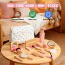 Wooden Pretend Play Makeup for Toddlers 1-3,100% Safe & Non Toxic | Natural Wood,Mess Free,Sparks Imagination,Montessori Toy Builds Fine Motor Skills,Birthday Gift For 1-3 Year Old Girls
