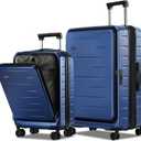 CENSIEN Luggage Sets 2 Pieces, 20 Inch Carry On Luggage and Expandable 28 Inch Checked Luggage with Spinner Wheels, Lightweight ABS+PC Hard Shell Suitcase with Front Opening, TSA Lock (Blue, 20/28)