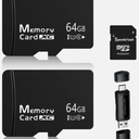 2Pack 64GB MicroSDXC Memory Cards with SD Adapter & Universal USB Reader, V30 U3 Rated, 4K Video Recording Cards for Security Cams, Tablets & Dash Cams