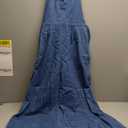 utcoco Women's Casual Loose Denim Overalls Adjustable Strap Wide Leg Bib Jean Overalls Jumpsuit with Pockets (Medium, Blue)