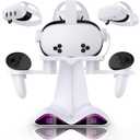 Charging Dock & Headset Stand for Meta Quest 3/3s/2, Fast Charging Station with 4 Controller Rechargeable Batteries, All-in-One Storage with 7 Lighting Modes for VR Headset Accessories & Controllers