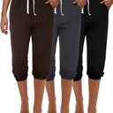 Ficerd 2 Pcs Women's Capri Sweatpants Joggers Summer Casual Sports Cropped Lounge Pants High Waisted Athletic with Pockets XL