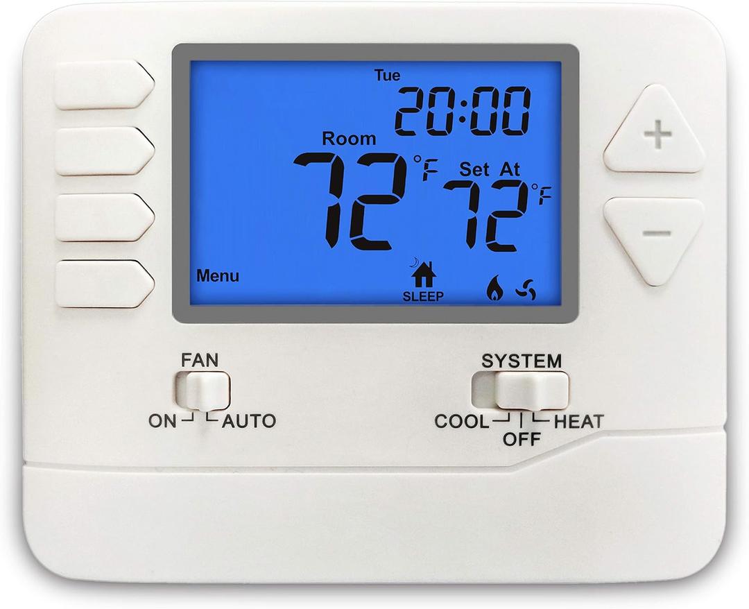 ELECTECK 5-1-1 Day Programmable Digital Thermostat for Home, up to 1 Heat/1 Cool with Large LCD Display, Compatible with Single Stage Electrical and Gas System, White