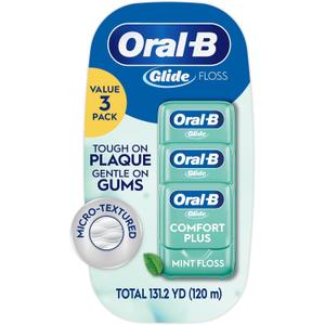 Oral-B Glide Pro-Health Comfort Plus Floss, Mint, 3 Ct (1 Count (Pack of 1))