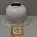 White Ceramic Vase 8.3-Inch Round Textured Vase for Home Decor