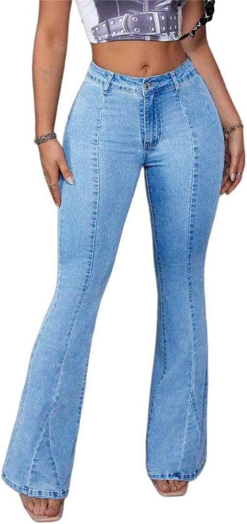 Flare Jeans for Women Bell Bottom Jeans High Waisted Slimming Stretchy Denim Pants XXL