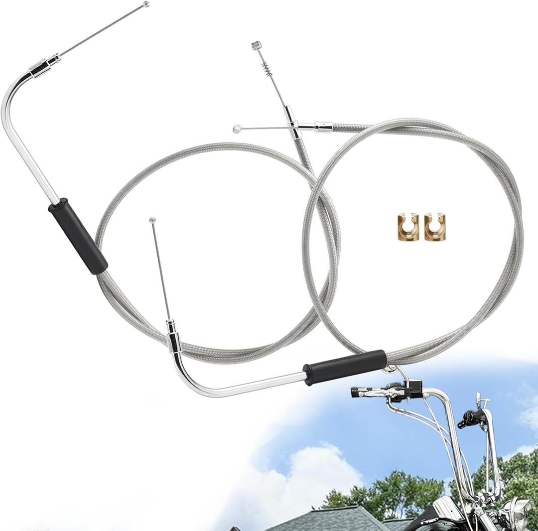 41.3" Stainless Steel Braided Extended Throttle and Idle Cable Kit for 2007-2022 Harley Sportsters XL Models, 1996-2017 Some Dyna Models