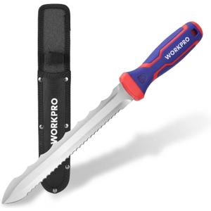 WORKPRO 8-Inch Insulation Knife with Sheath, Stainless Steel Blade Insulation Cutter, Double Side Serrated Sharp Duct Knife for Cutting Heat Material Foam, RockWool, Styrofoam, Sod Cutter Garden Knife for Lawn Repair