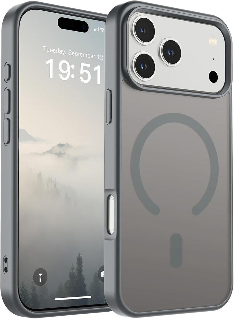 SUPFINE Magnetic for iPhone 17 Pro Max Case (Compatible with MagSafe)(Military Grade Drop Protection) Translucent Matte Shockproof with Anti-Fingerprint Phone Cover 2025,Gray
