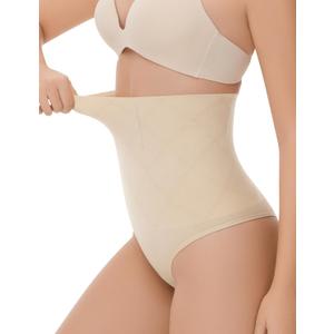 Thong Shapewear for Women Tummy Control High Waisted Body Shaper Underwear Seamless Shaping Panties (Large)