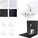 2-Sided 2 PCS Photo Backdrop Boards, Subway Tile Flat Lay Food Photography Background Board, Durable Waterproof Product Food Photography, 24x24 Inch, BEIYANG (DOUBLE-MARBLE CEMENT)