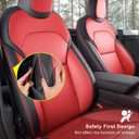 Wekar Nappa Leather Car Seat Covers Compatible with 2025–2026 Tesla Model Y Juniper, Bright Red & Black Two-Tone Design, Custom Fit Full Set, Airbag Compatible Car Interior Cushion Covers
