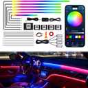 Dreamcolor Acrylic Interior Car LED Strip Lights, 18 in 1 Ambient Lighting Kit with Wireless APP, Dynamic Chasing Music Sync Fiber Optic Lights with DIY Mode, Car Inside Lighting Accessories