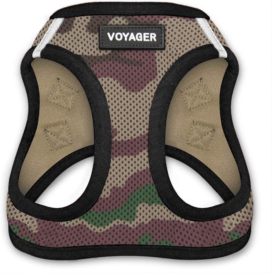 Voyager Step-In Air Dog Harness - All Weather Mesh, Reflective, No Pull Harness for Small, Medium Dogs, Cats - Secure with Hook & Loop Fastener, Buckle, Double D-Rings - Army/Black Trim, L (L (Chest: 18 - 20.5"))
