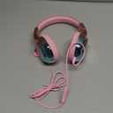 QearFun Kids Headphones Wired with Mic, 85/94dB Safe Volume Limit, Foldable Over Ear, Tangle-Free Cord & Sharing Port, Wired On-Ear Headset for School, Chromebook, Tablet, Travel - Boys & Girls (Pink aurora)