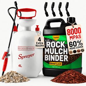 Teexpert Rock Glue for Landscaping with Sprayer, Mulch Binder Pea Gravel Adhesive Concentrate 1 Gallon, Heavy Duty Landscape Lock Spray for Rocks, Mulch Anchor Fast Dry Safe for Plant Pet Garden Beds