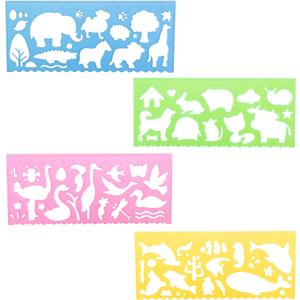 Template for Drawing,4 Pack Clear Ruler Animal-Shaped Stencils Drafting Tools Set Stencil Maker Rulers,Rulers for Kids,Measuring Templates Rulers for Office,School,Drawing