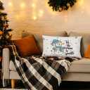 Blue and Gold Christmas Snowman Pillow Covers 12x20, Winter Home Decor, Tis The Season to Sparkle Snowflake Snowman Christmas Lumbar Throw Pillow Covers for Home Bedroom Living Room (Leopard-patterned Snowman)