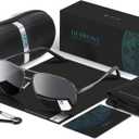 Polarized Aviator Sunglasses for Men Women- Classic Shades Retro Sun Glasses Driving Lightweight UV Protection (A2 Grey Frame/Black Lens)