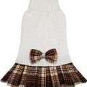 KYEESE Dog Sweater Thick Dogs Clothes with Bowtie Soft Turtleneck Pet Sweater Dress Comfy Knitwear Dog Sweaters for Small Dogs Girl Warm Pullover Pet Coats Stretchy Cat Sweaters, White, Medium