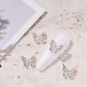 Butterfly Nail Charms with Diamond Design 3D Metal Butterfly Charms for Women Girls Silver Nail Decoration Supplies DIY Manicure 10Pcs