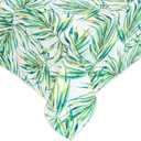 YiHomer Indoor Outdoor Tabletop for Spring Summer Decorations, Picnics and Dinner Parties - Stain and Water Resistant, Palm Leaves Dream, Zipper Tablecloth, 60 x 84 Rectangle with Umbrella Hole