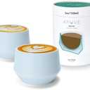 KRUVE IMAGINE Porcelain Latte Coffee Cups, Double Walled Latte Cups, Glass Cups Set of Two - 5oz Thermal Spherical Design for Latte Art, Insulated Coffee Mugs for Heat Retention (Pink) (150ml)