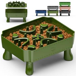 UPSKY Slow Feeder Dog Bowl, 2-in-1 Raised Dog Bowl with Anti-Choking Maze Puzzle, 2-6 Cups Pet Food for Small & Medium Breeds, Interactive Pet Feeder to Slow Eating, Reduce Boredom Deep Green