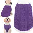 Small Dog Sweaters with Leash Hole Turtleneck Dog Sweaters Knitwear Boys Girls Warm Soft and High Stretch Pet Clothes for Fall WinterPet Shirts for Kitten Puppy Purple Large