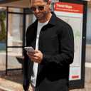 COOFANDY Mens Lightweight Button Down Shirt Jacket Casual Shacket Overshirt (Black)