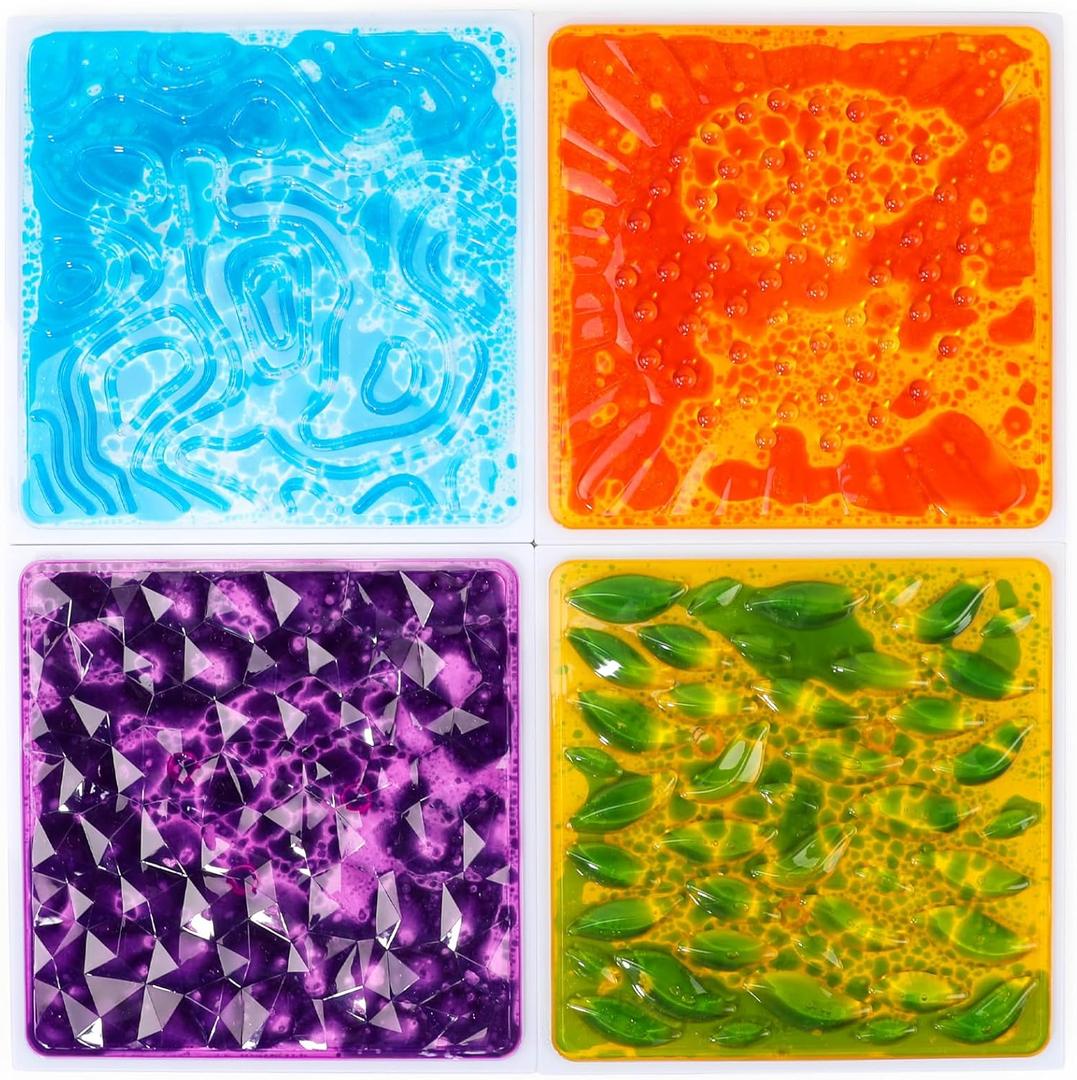 Sensory Floor Tiles, 4 Set Textured Play Mats Pads Tiles, 12" X 12" Crash Pads for Kids, Sensory Decorative Tiles with ASTM, BS EN71, CPSIA Certified (4-Color Assorted)
