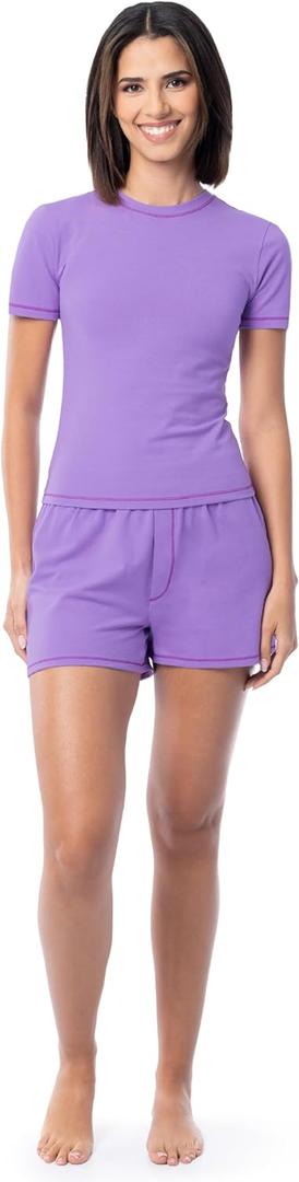 Fruit of the Loom Women's Energize Short Sleeve Tee and Shorts Sleep Pajama Set, XL