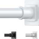 UIOSANRT White Shower Curtain Rod 31-79 Inches Non-Slip Shower Rod Tension Mounted No Drill Shower Curtain Rods Spring Tension Rod Adjustable Tension Curtain Rod for Windows Bathroom