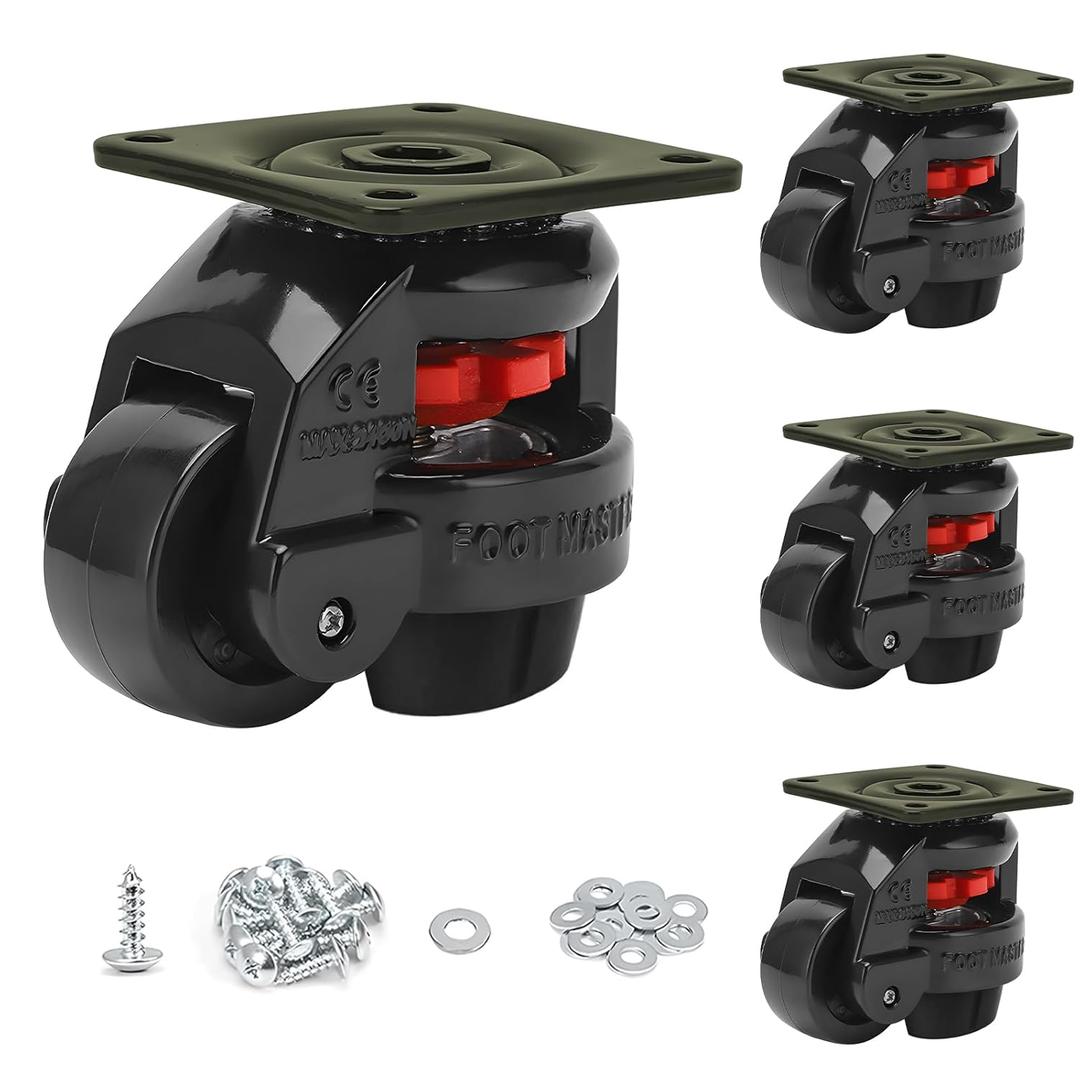 Machine Leveling Casters,Leveling Casters,Heavy Duty Leveling Casters of 440 Lbs Set of 4(Black-1.5 INCH