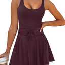 Caracilia Women's Tennis Mini Dresses Workout Built in Shorts Golf Athletic Sleeveless One Piece Summer Active Romper Dress Size M