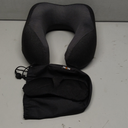 MLVOC Travel Pillow 100% Pure Memory Foam Neck Pillow, Comfortable & Breathable Cover, Machine Washable, Airplane Travel Kit with 3D Contoured Eye Masks, Earplugs, and Luxury Bag, Standard (Black)