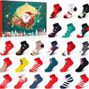 MJartoria Christmas Socks Advent Calendar 2025 Kids -24 Days of Advent Box Socks Christmas Countdown, Santa Elk Snowman Tree Pattern for Gifts Advent Calendar