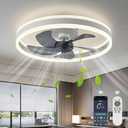 AHAWILL Low Profile Ceiling Fans with Lights and Remote,19.7in Flush Mount LED Dimmable Ceiling Fan, Pure White Fandelier Ceiling Fan for Bedroom.
