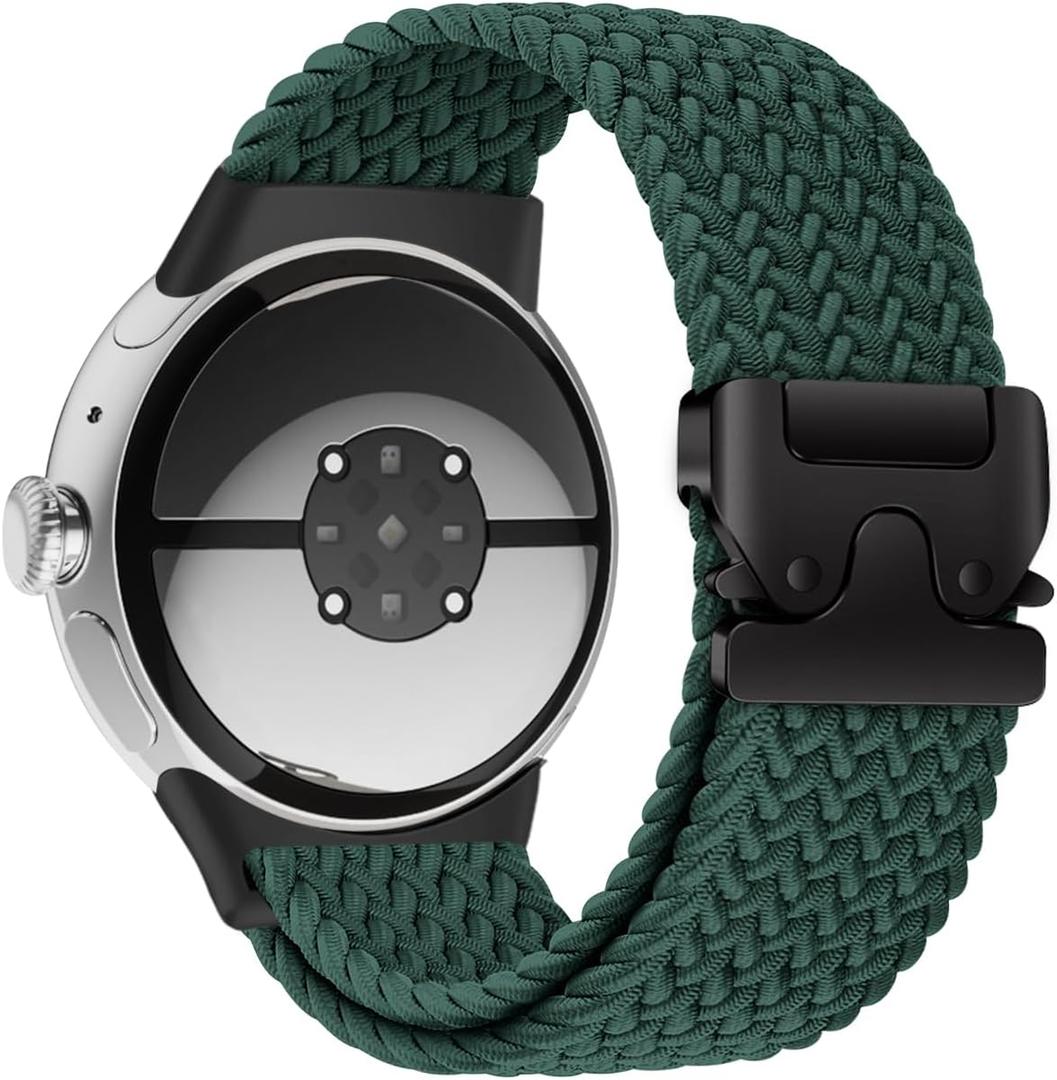 BlackPro Braided Bands Compatible with Google Pixel Watch 4/3 45mm Bands, Elastic Nylon Breathable Sport Straps for Pixel Watch 4 45mm Band for Men Women - Upgraded Parachute Buckle